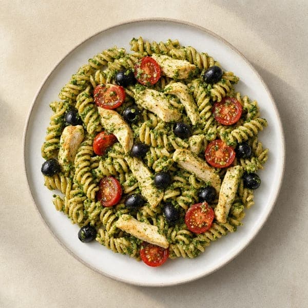 Pełnoziarnisty makaron z pesto rukolowym do lunchboxa