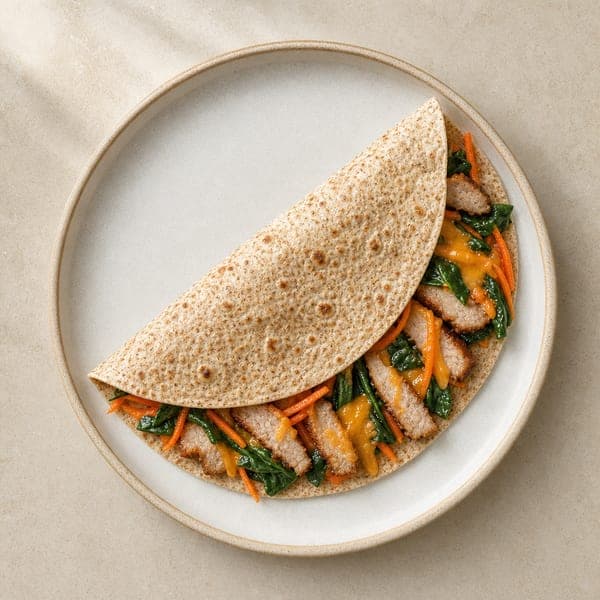 Tortilla ze smażonym schabem i serem cheddar