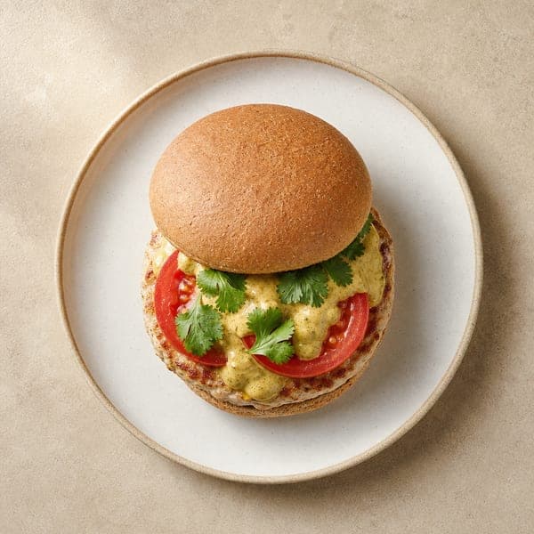 Burger z indyka z sosem curry