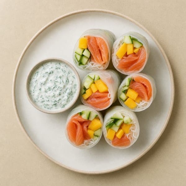Lekkie spring rollsy z wędzonym łososiem