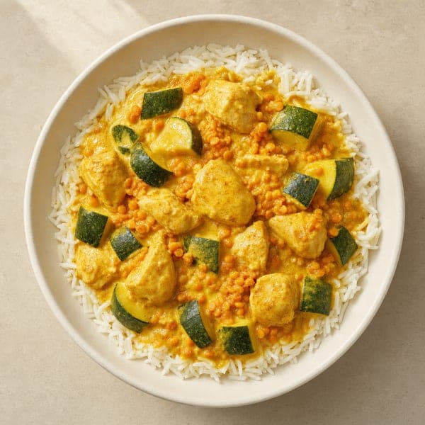 Pierś z kurczaka w sosie curry z czerwoną soczewicą