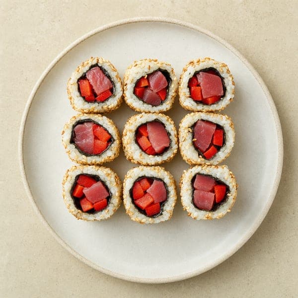 Kulki w stylu sushi z tuńczykiem i sezamem