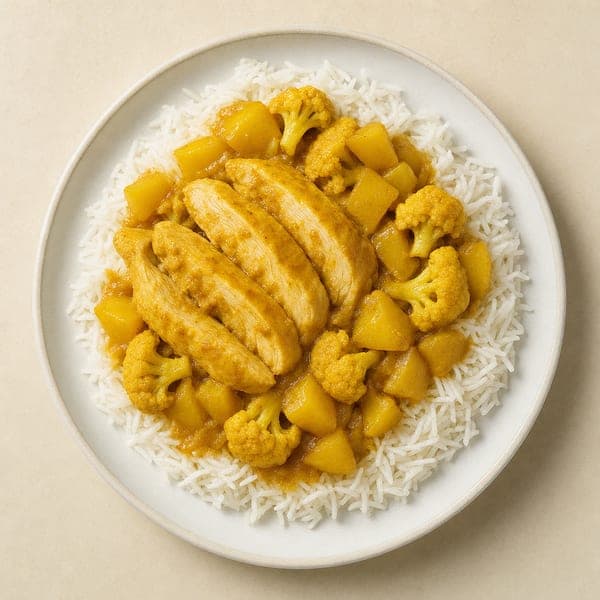 Pierś z kurczaka duszona w sosie curry z jabłkami