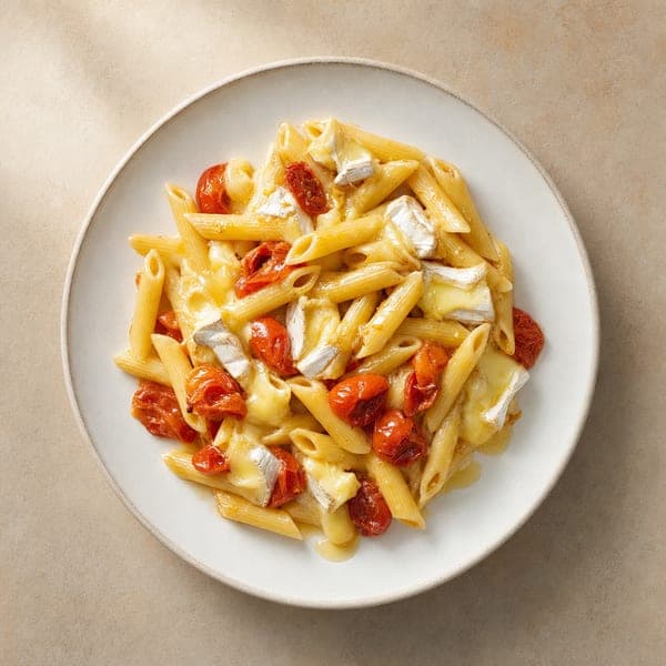Penne z serem camembert i pomidorkami