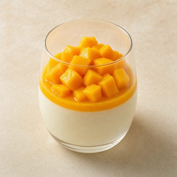 Klasyczna panna cotta waniliowa z mango