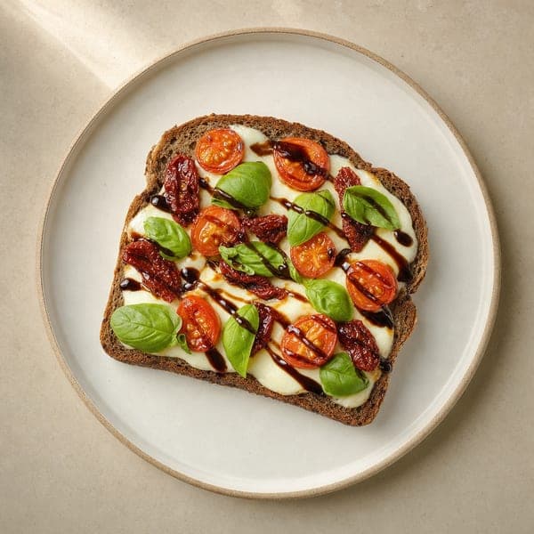 Grzanki z mozzarellą, pomidorkami i świeżą bazylią