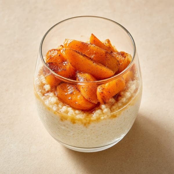 Jaglany pudding kokosowy z pieczonymi morelami