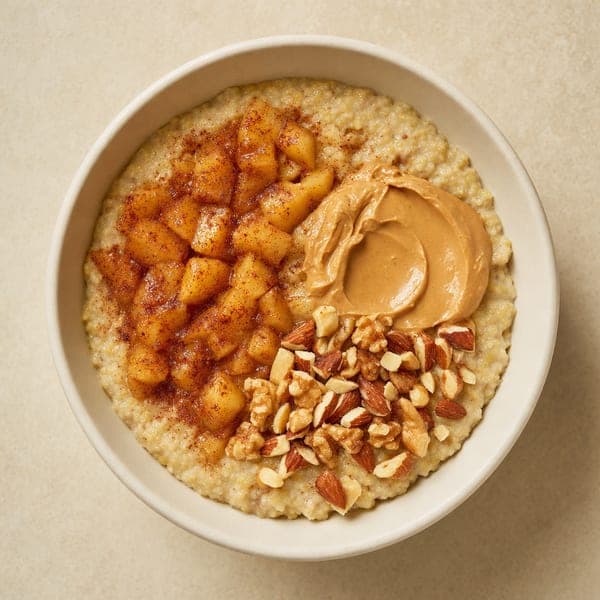 Jaglanka z jabłkiem, cynamonem i masłem orzechowym