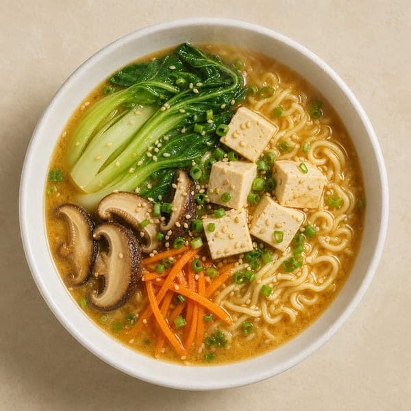 Ramen z tofu i kapustą pak choi