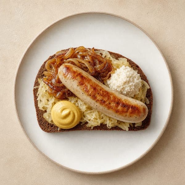 Pieczona biała kiełbasa w marynacie