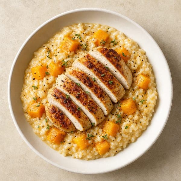 Kremowe risotto z dynią i kurczakiem