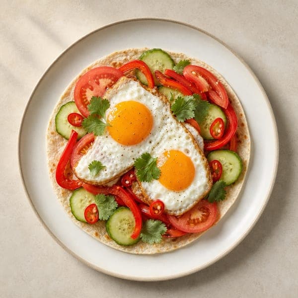 Jajka smażone na placku tortilla