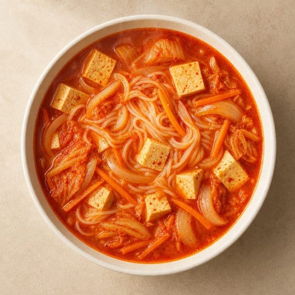 Pikantna zupa kimchi z tofu