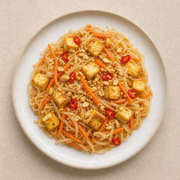 Wegański pad thai z tofu