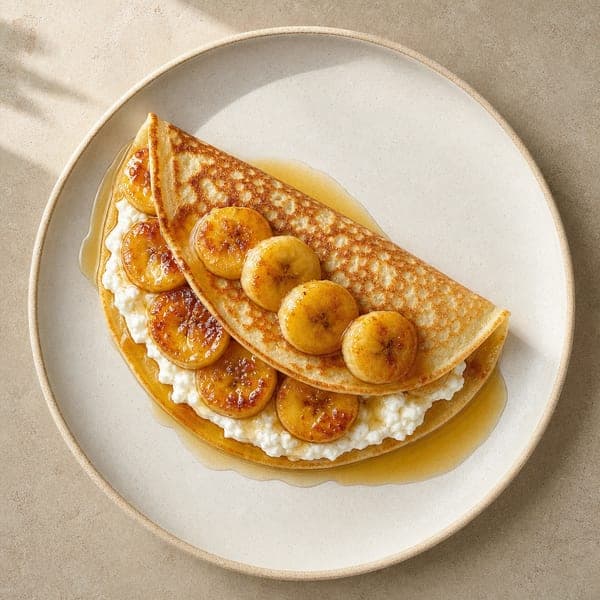 Naleśniki z twarożkiem i karmelizowanym bananem