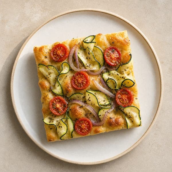 Focaccia z cukinią i pomidorkami koktajlowymi