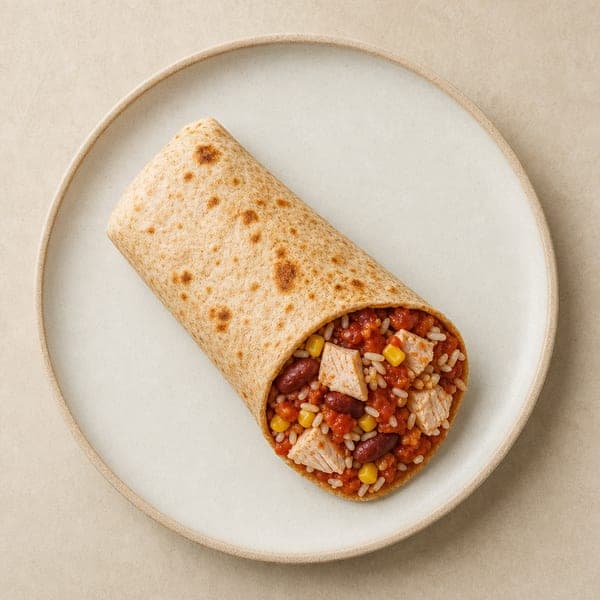 Burrito z indykiem, ryżem i warzywami po meksykańsku