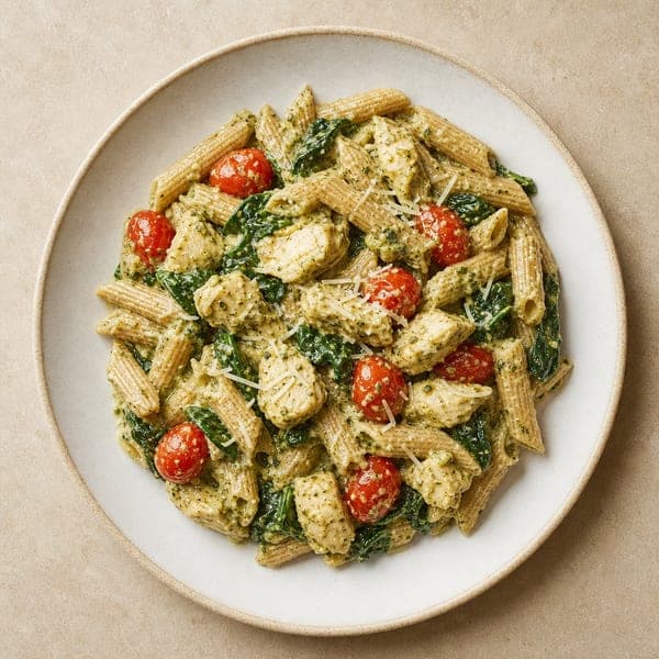 Kurczak w kremowym sosie z pesto i szpinakiem