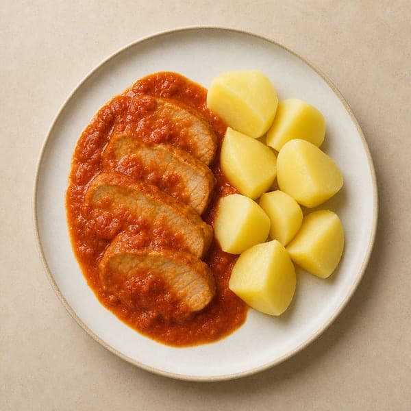 Schab wieprzowy w aromatycznym sosie paprykowo-pomidorowym