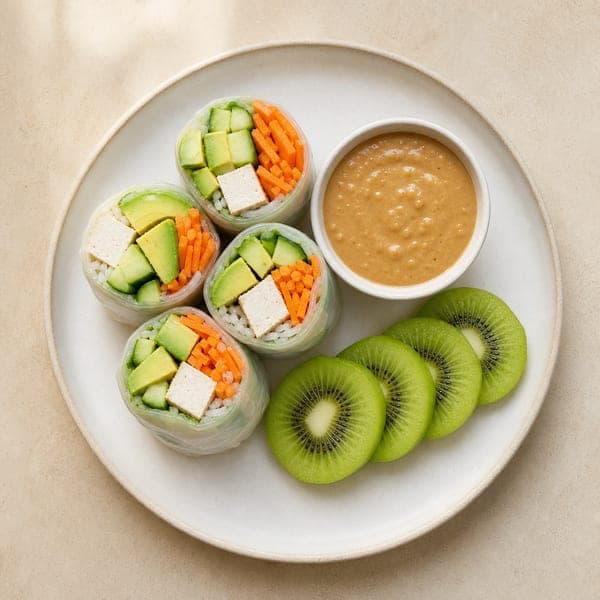Lunchbox z spring rollsami i sosem orzechowym