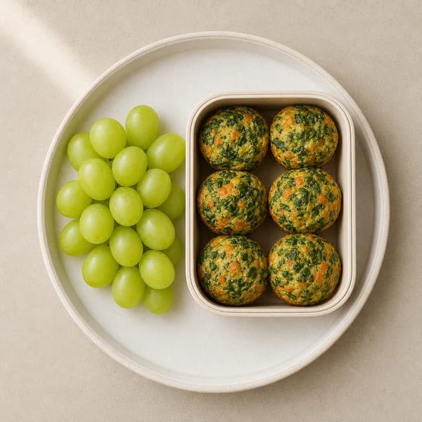 Lunchbox: zielone babeczki mini z owocami i warzywami