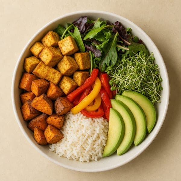Miska obfitości — bowl z tofu i batatami