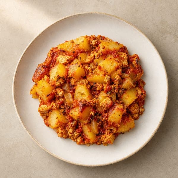 Zapiekanka ziemniaczana z tofu i pomidorami