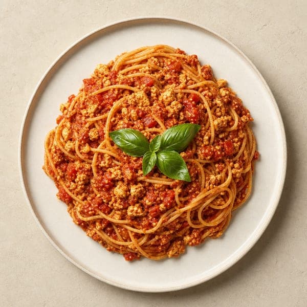 Spaghetti z bolońskim sosem na bazie tofu