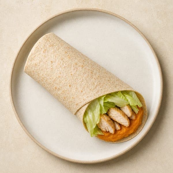Tortilla z delikatnym kurczakiem i puree dyniowym
