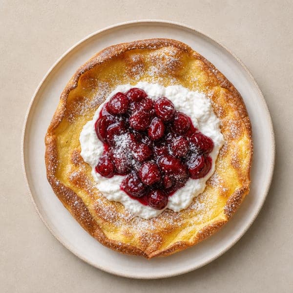 Dutch baby z wiśniową frużeliną i skyrem