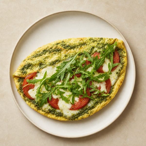 Omlet z zielonym pesto i mozzarellą