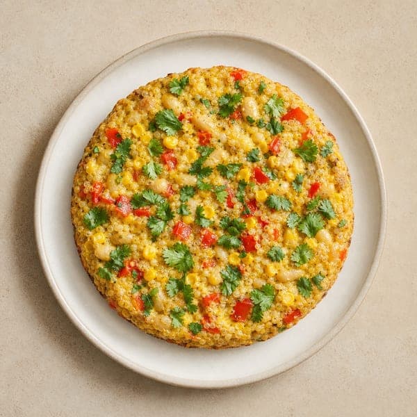 Warzywny quiche z kukurydzą i czerwoną papryką bez spodu