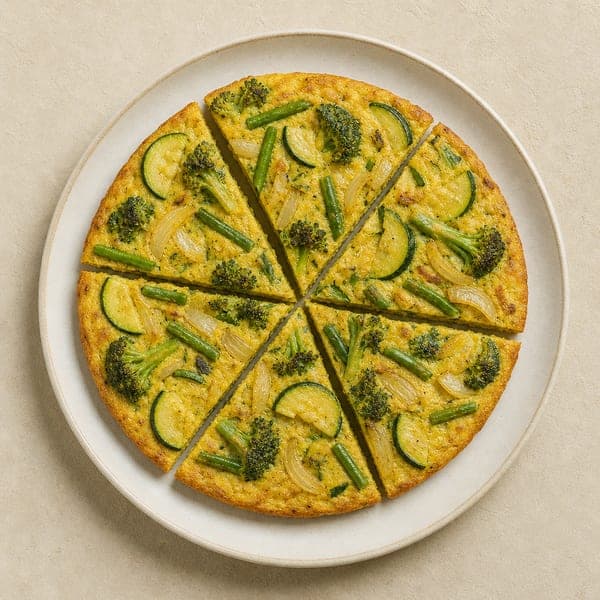 Frittata z cukinią i brokułami na mące z ciecierzycy