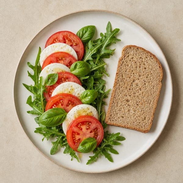 Sałatka caprese z bazylią i pieczywem