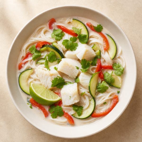 Kokosowa zupa z dorszem w stylu azjatyckim
