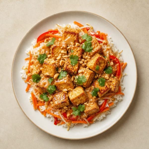 Tofu z orzechowym sosem w stylu pad thai