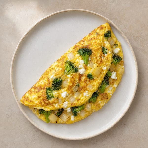 Włoski omlet z brokułami i serem feta