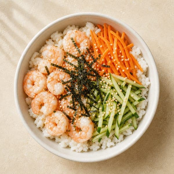 Miska sushi z krewetkami po azjatycku