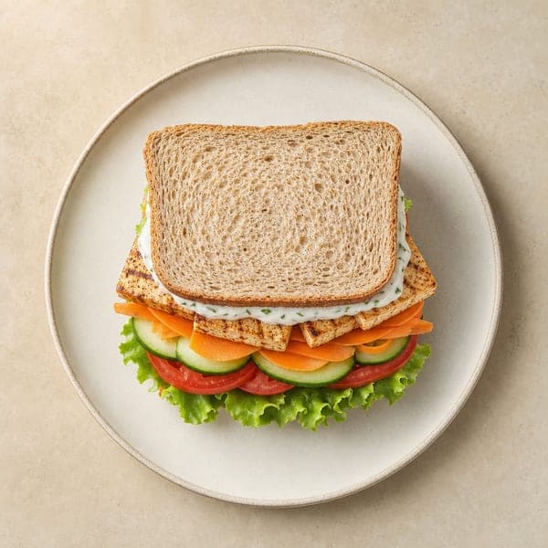 Kanapka z warzywami i grillowanym tofu
