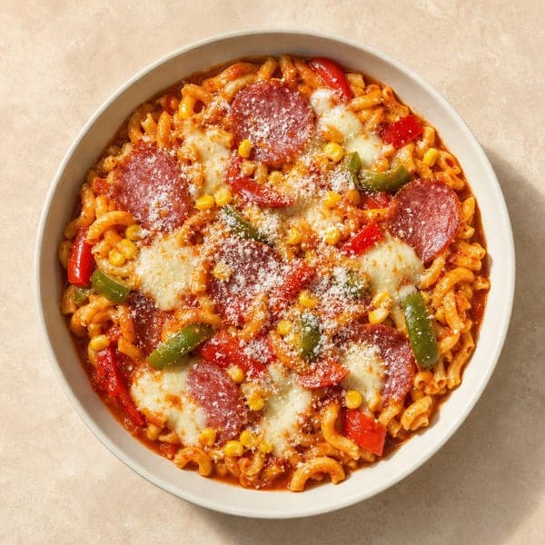 Bowl o smaku pizzy z makaronem