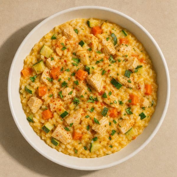 Lekkie risotto z indykiem, cukinią i pietruszką