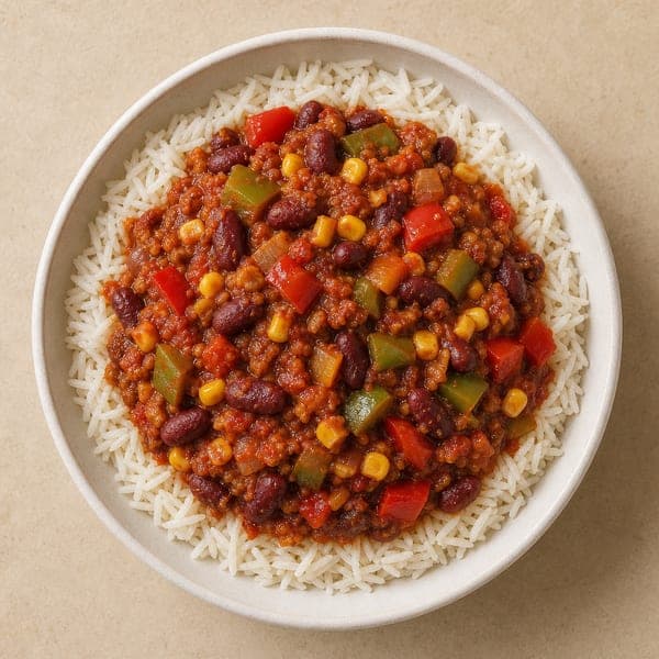 Ryż z warzywnym chilli sin carne