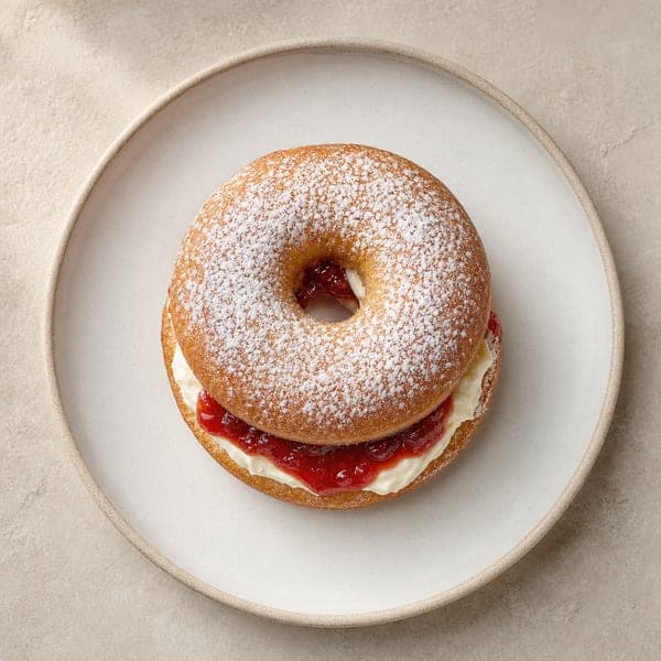 Pieczone pączki z dżemem i kremem ze serka śmietankowego