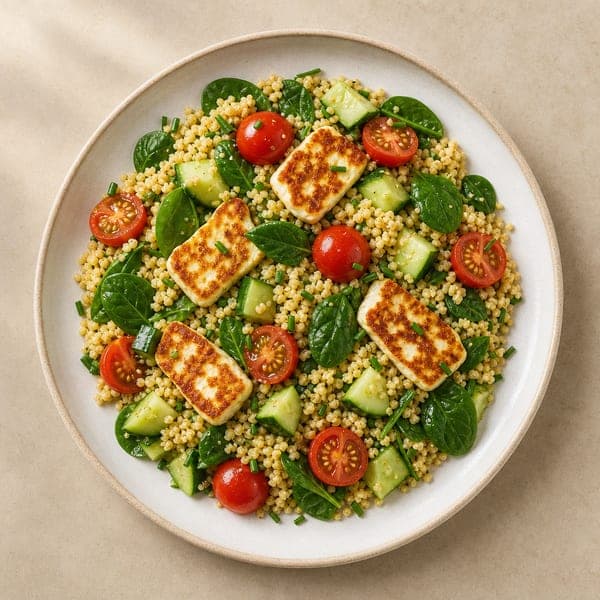 Sałatka z kaszą bulgur i halloumi