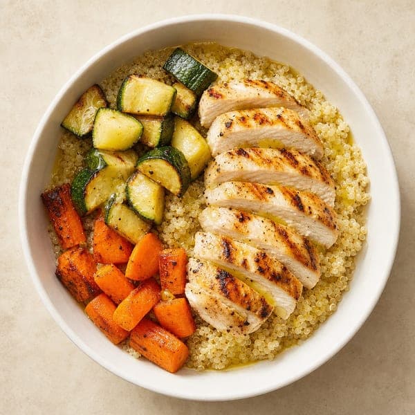 Miska z quinoa i pieczonymi warzywami