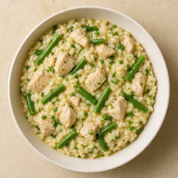 Risotto z kurczakiem i fasolką szparagową