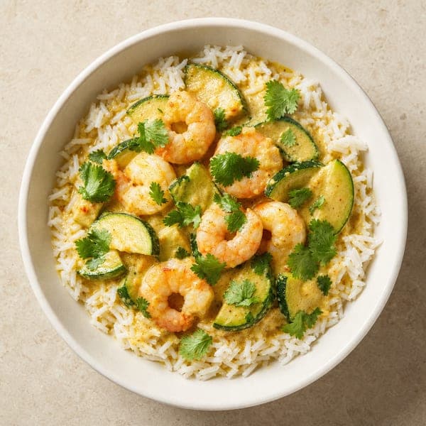 Krewetki duszone w sosie kokosowym z pastą curry