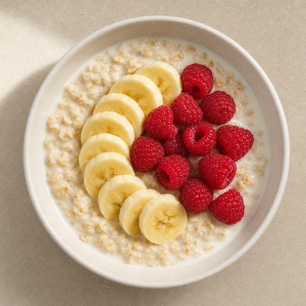 Owsianka bananowa z malinami