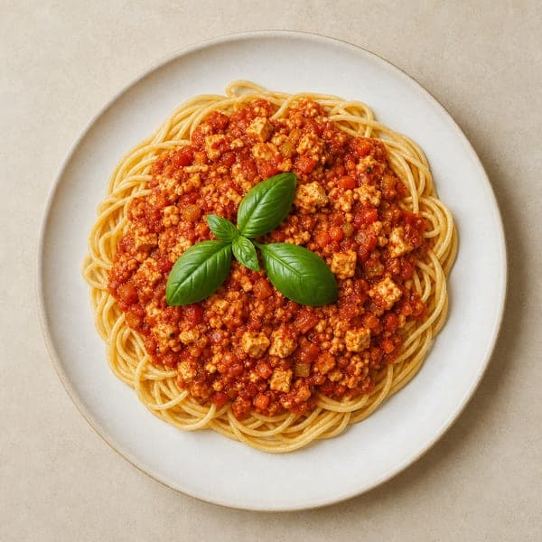 Wegańskie spaghetti bolognese z tofu