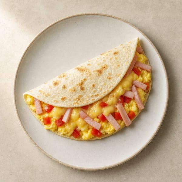 Tortilla z jajkiem, serem i szynką drobiową